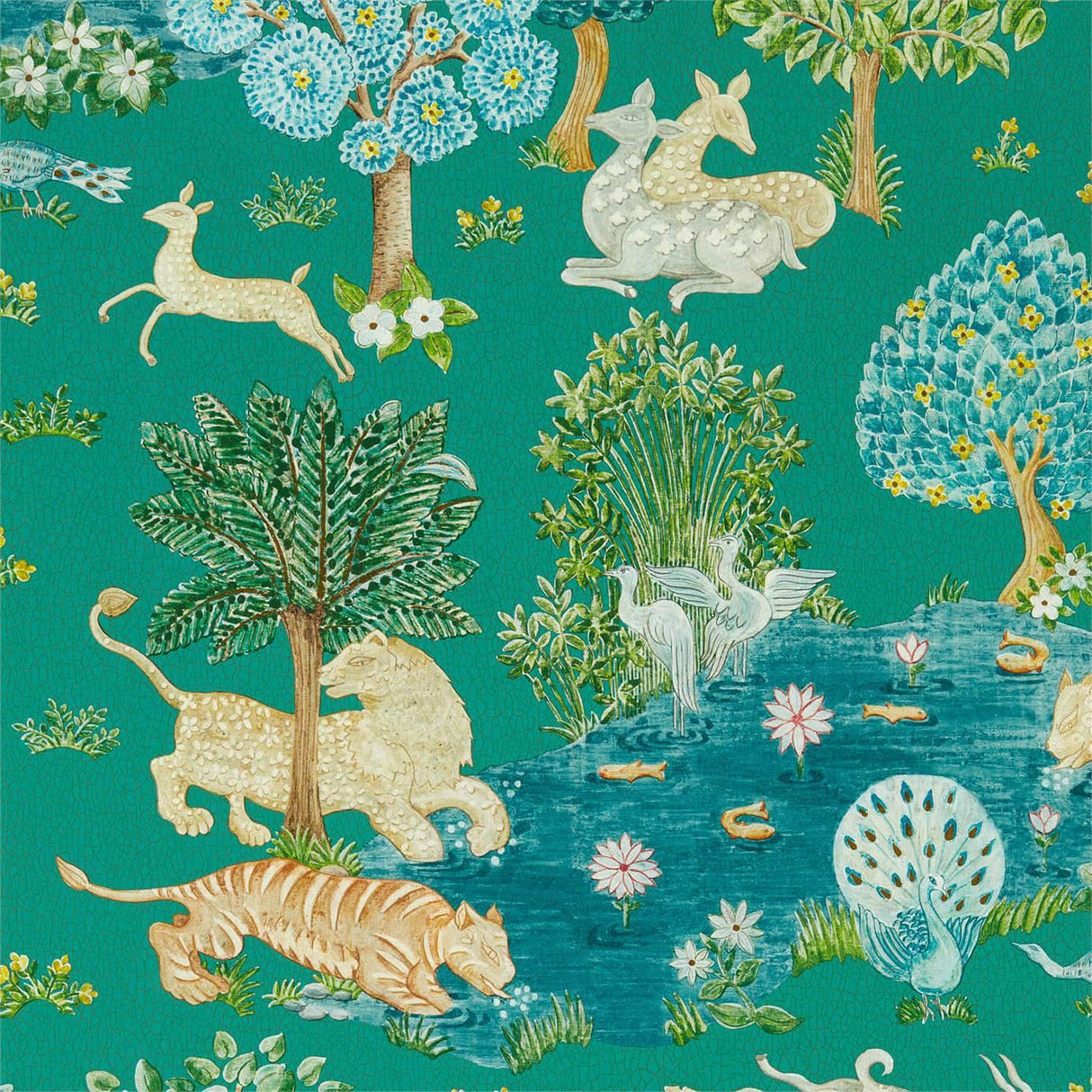 Sanderson Pamir Garden Teal/Peacock Wallpaper