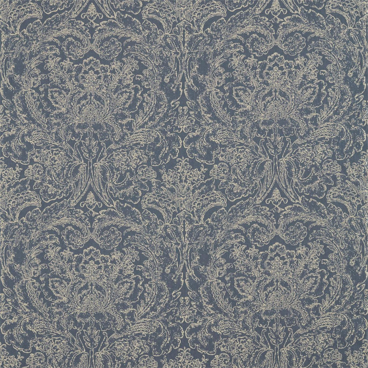 Sanderson Courtney Damask Indigo Fabric