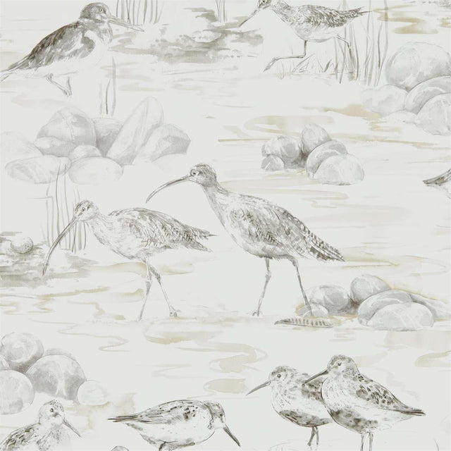 Sanderson Estuary Birds Chalk/Sepia Wallpaper