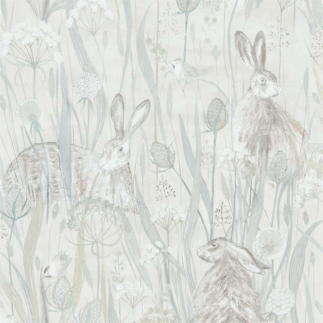 Sanderson Dune Hares Mist/Pebble Wallpaper