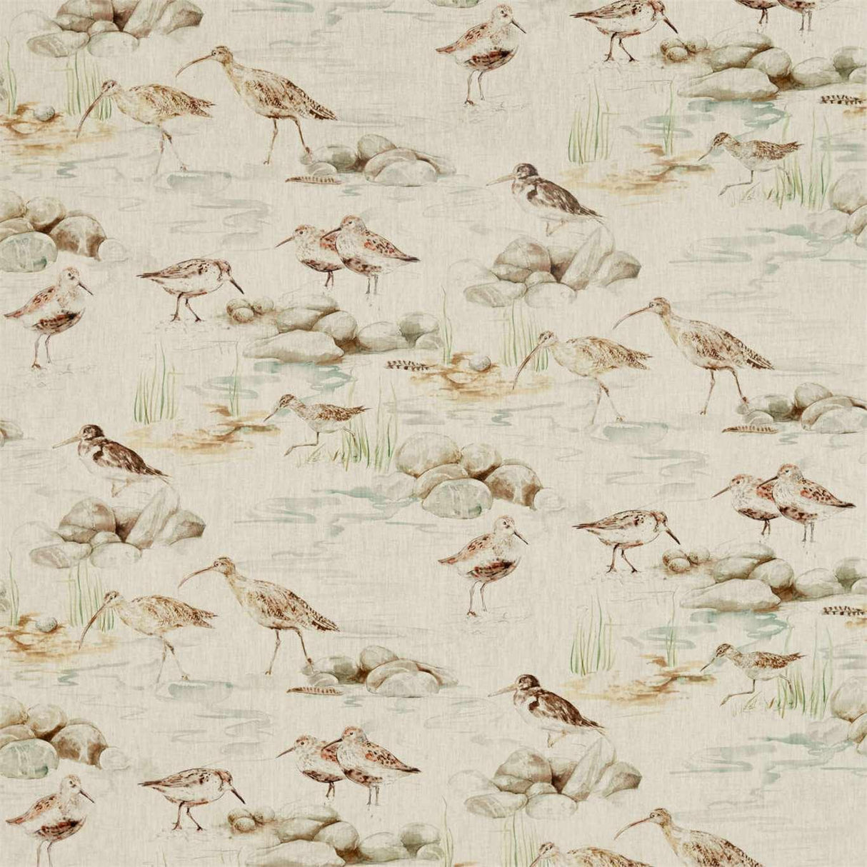 Sanderson Estuary Birds Linen Eggshell/Nest Fabric