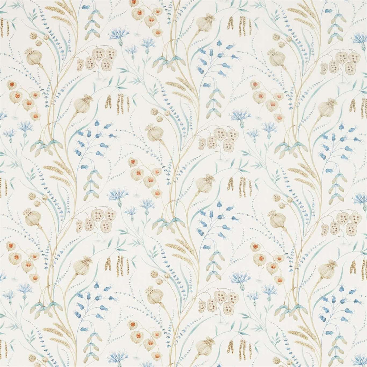 Sanderson Summer Harvest Cornflower/Wheat Fabric