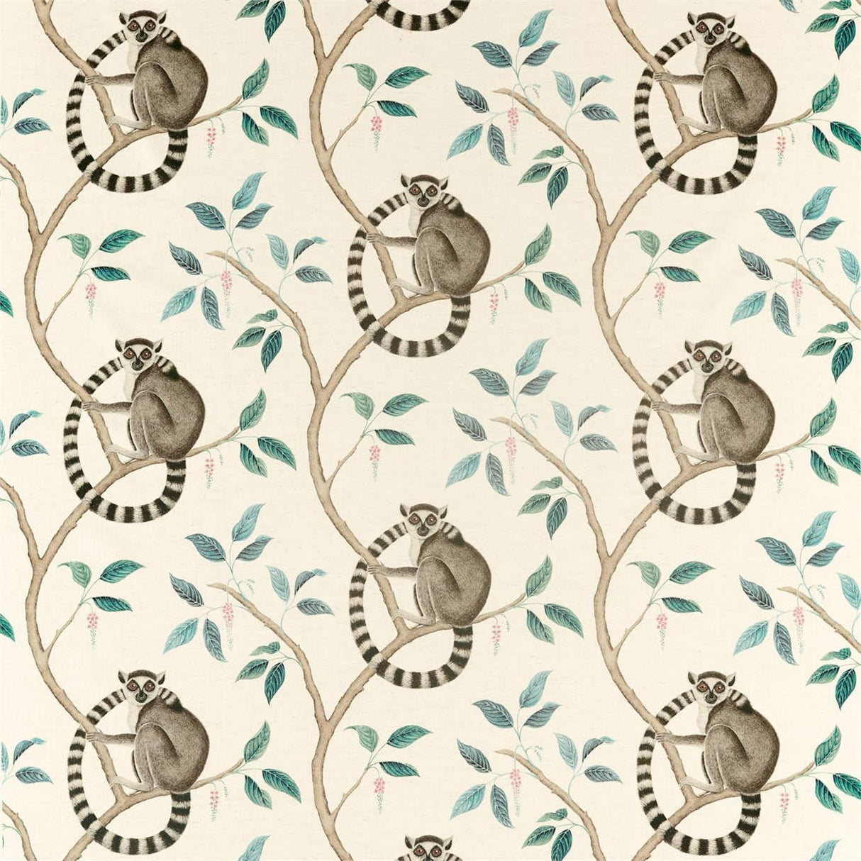 Sanderson Ringtailed Lemur Grey Fabric