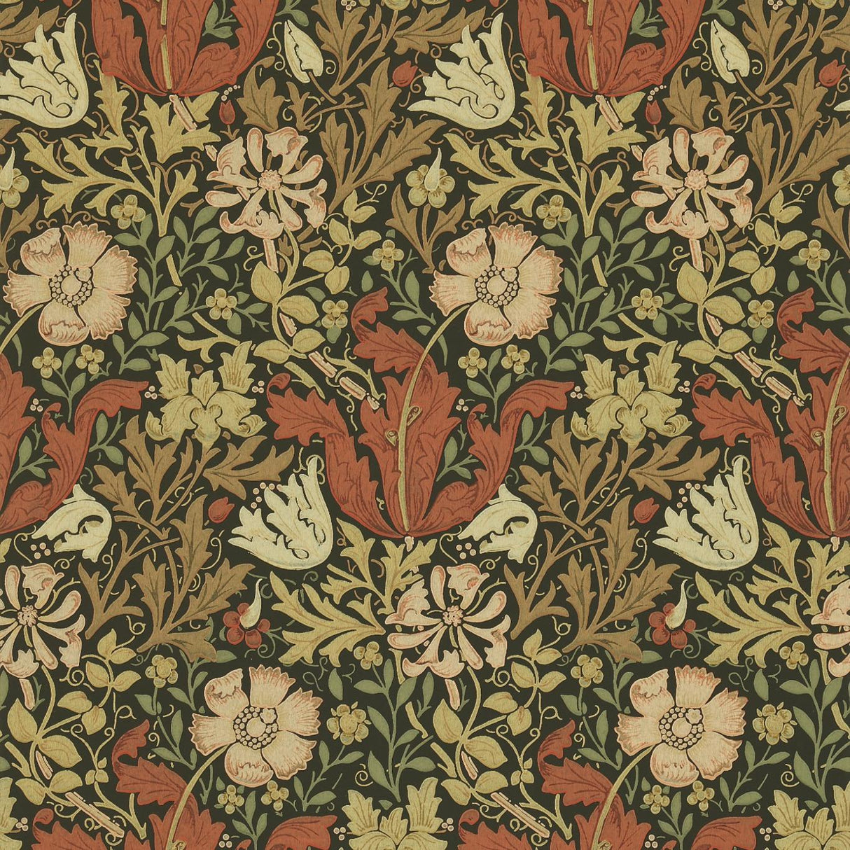 Morris & Co Compton Bullrush/Black Wallpaper