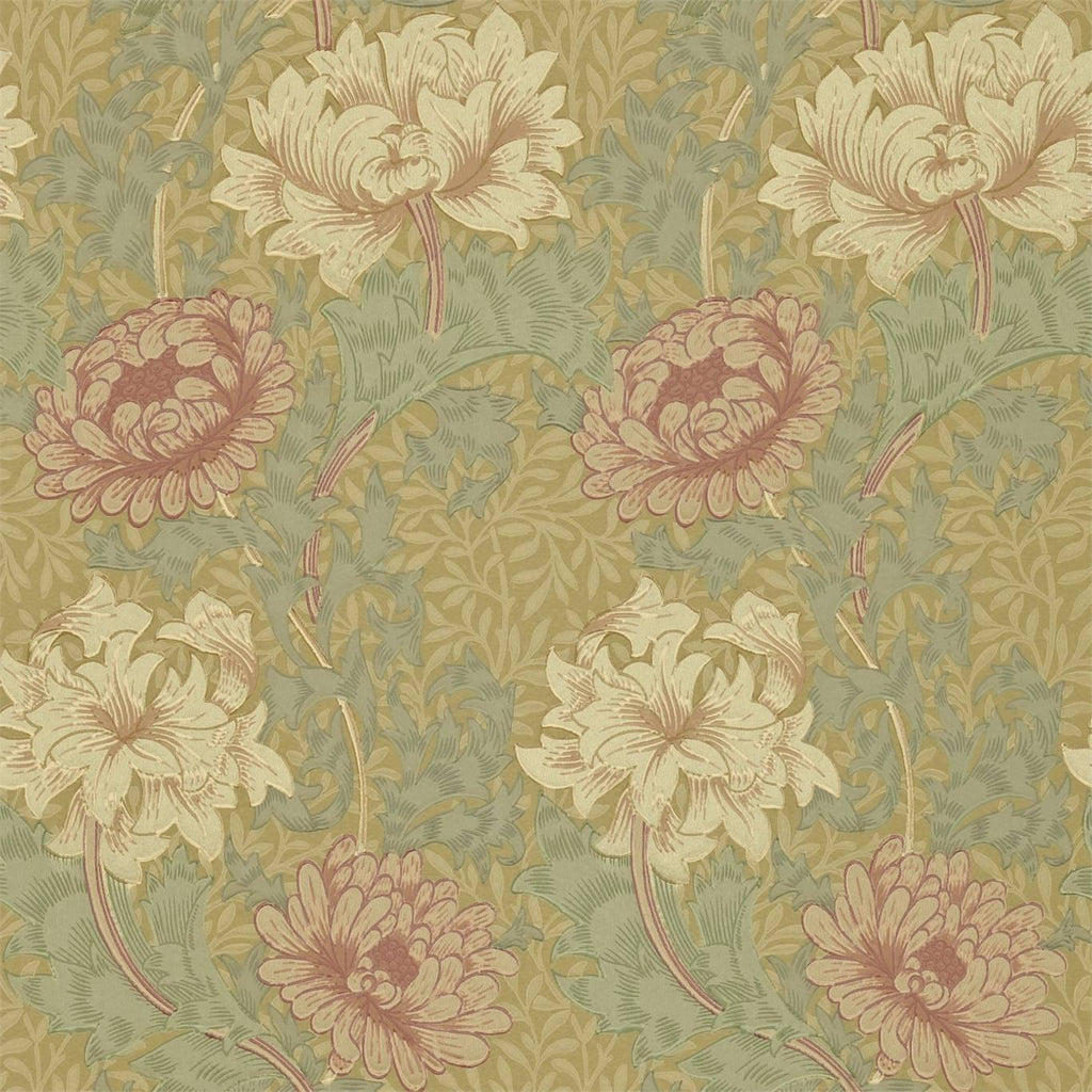 Morris & Co Chrysanthemum Bayleaf/Clay Wallpaper
