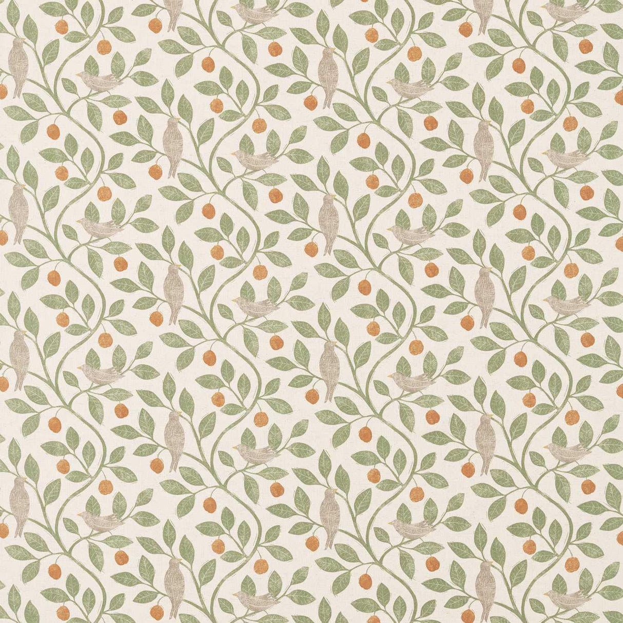 Sanderson Damson Tree Brick/Fennel Fabric