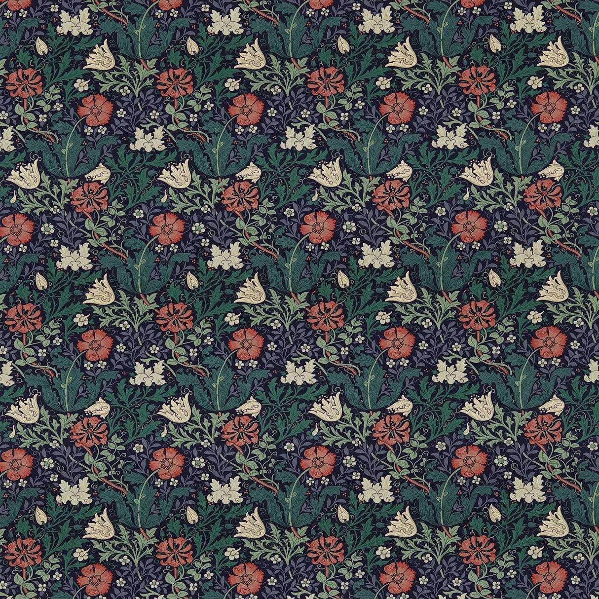Morris & Co Compton Indigo/Green Fabric