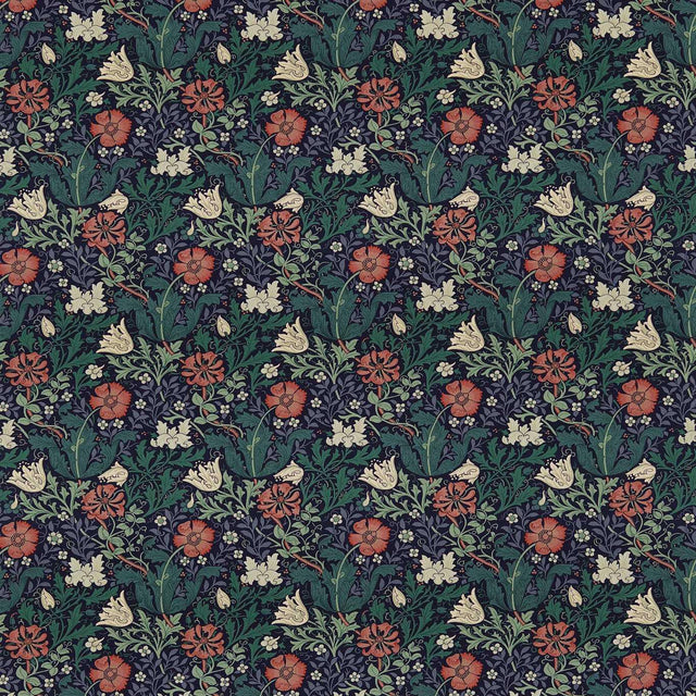 Morris & Co Compton Indigo/Green Fabric