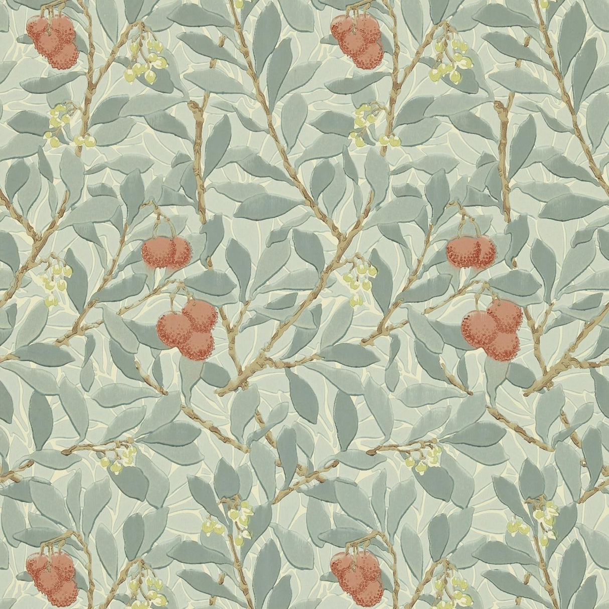 Morris & Co Arbutus Blue/Pink Wallpaper