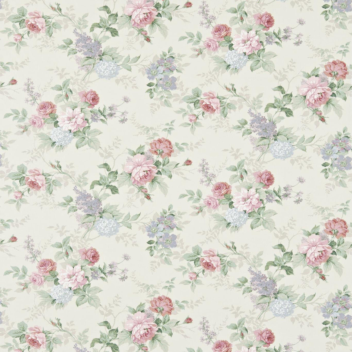 Sanderson Rosamund Cream/Lilac Fabric