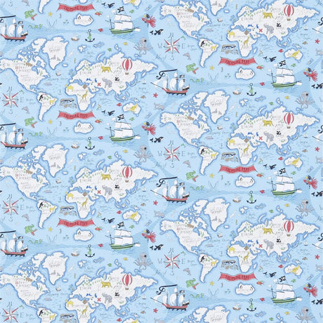 Sanderson Treasure Map Sea Blue Wallpaper
