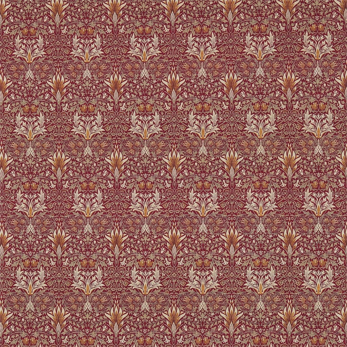 Morris & Co Snakeshead Claret/Gold Fabric