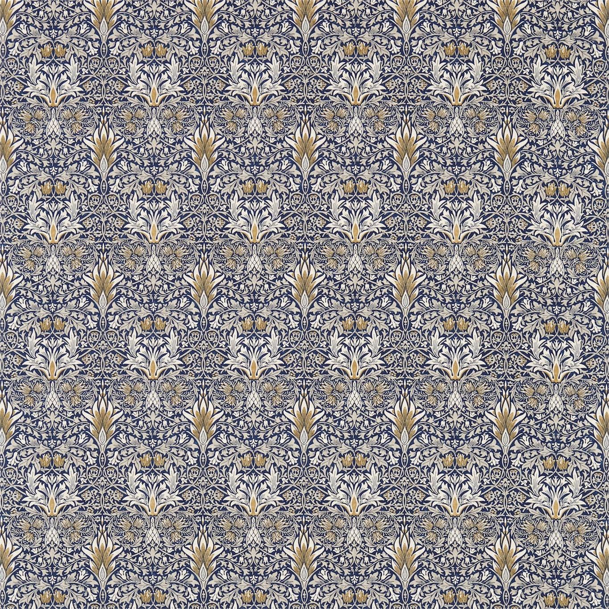 Morris & Co Snakeshead Indigo/Hemp Fabric