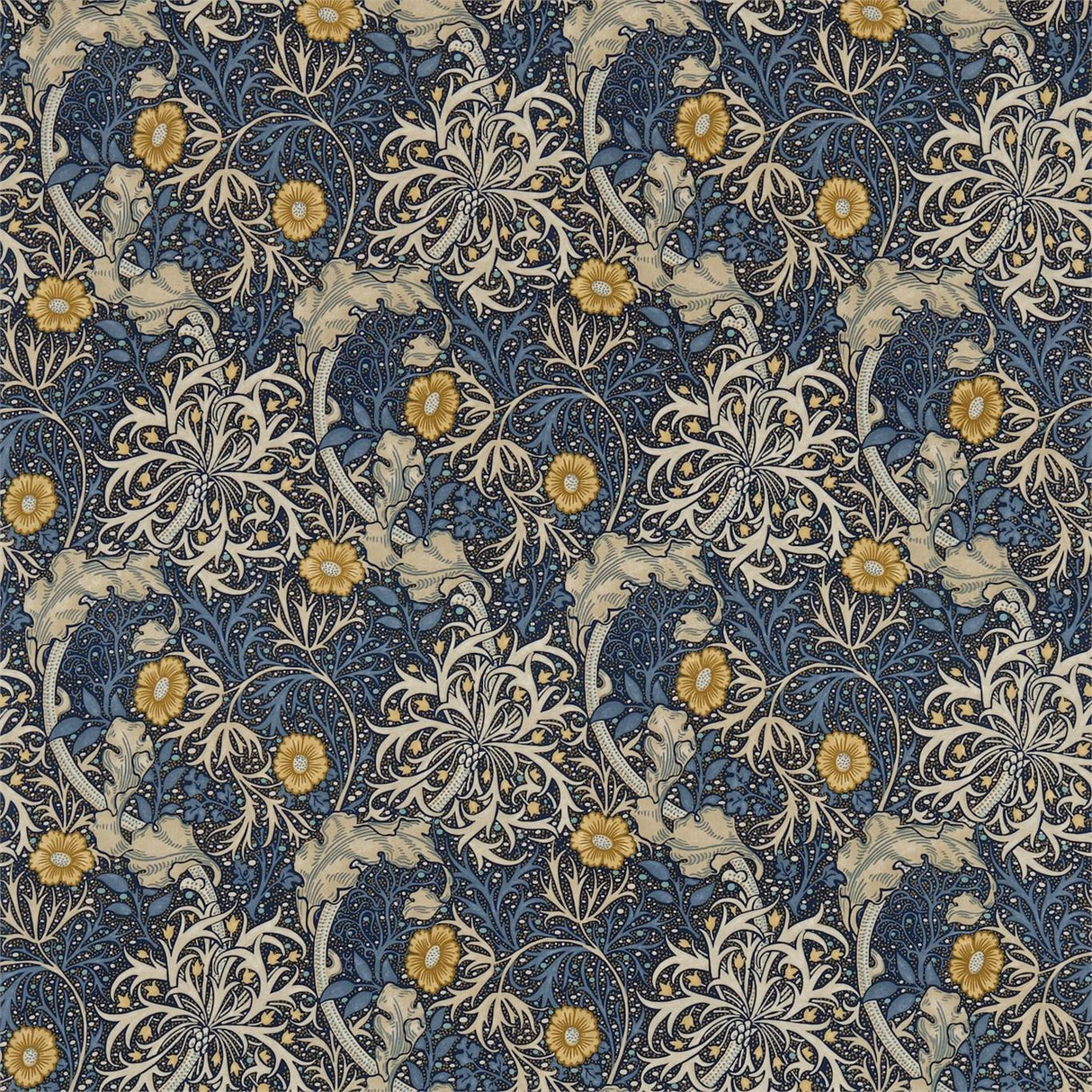 Morris & Co Morris Seaweed Ink/Woad Fabric