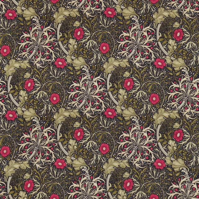 Morris & Co Morris Seaweed Ebony/Poppy Fabric