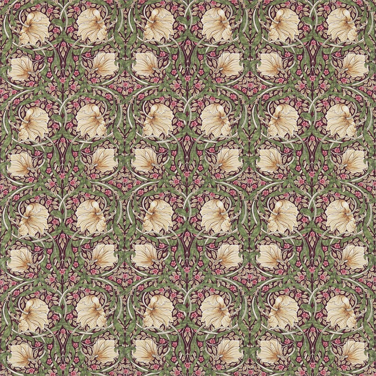Morris & Co Pimpernel Aubergin/Olive Fabric