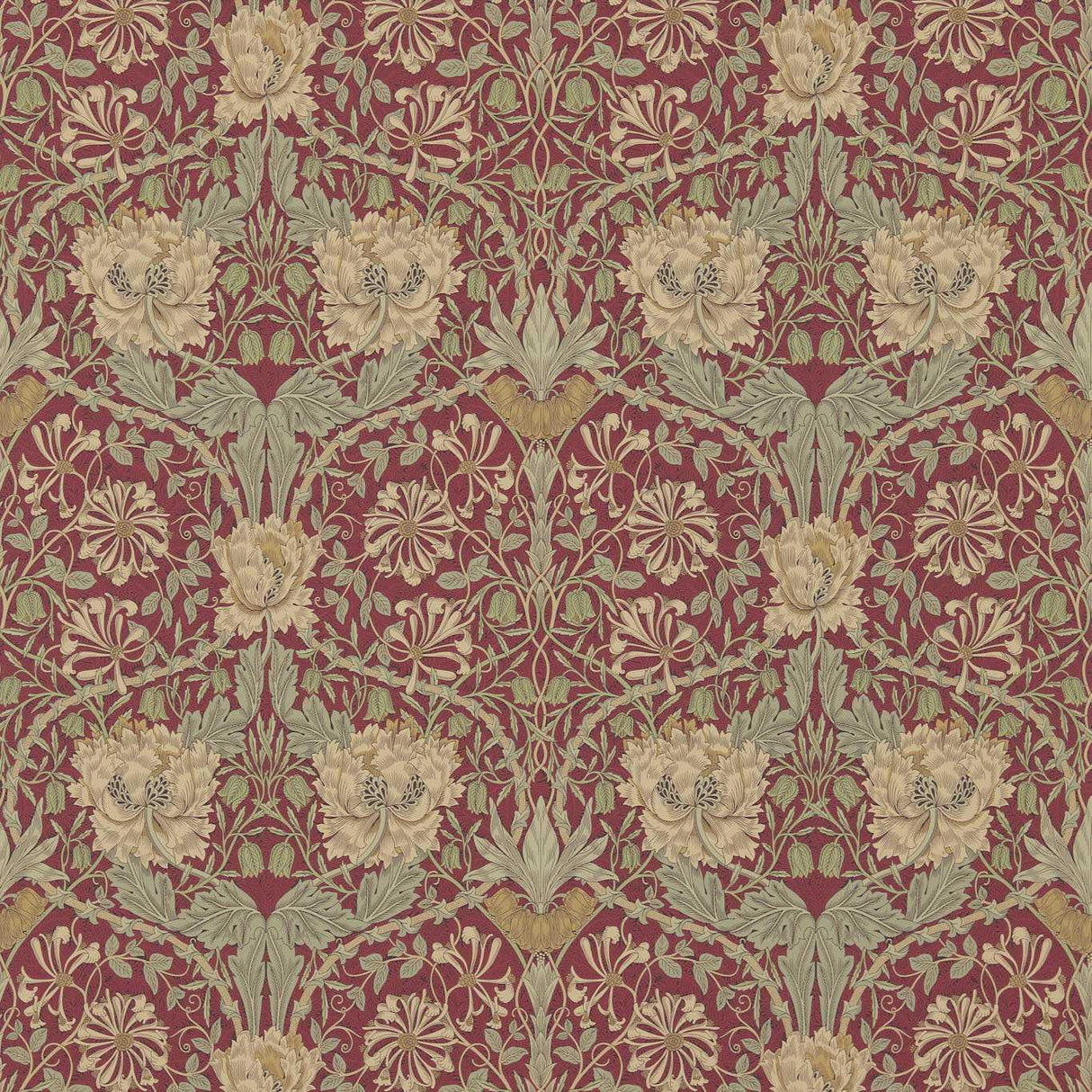 Morris & Co Honeysuckle & Tulip Red/Gold Wallpaper