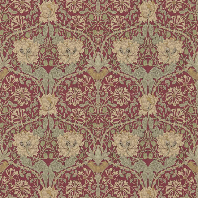 Morris & Co Honeysuckle & Tulip Red/Gold Wallpaper