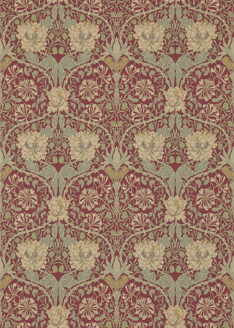 Morris & co Honeysuckle & Tulip Red/Gold Wallpaper