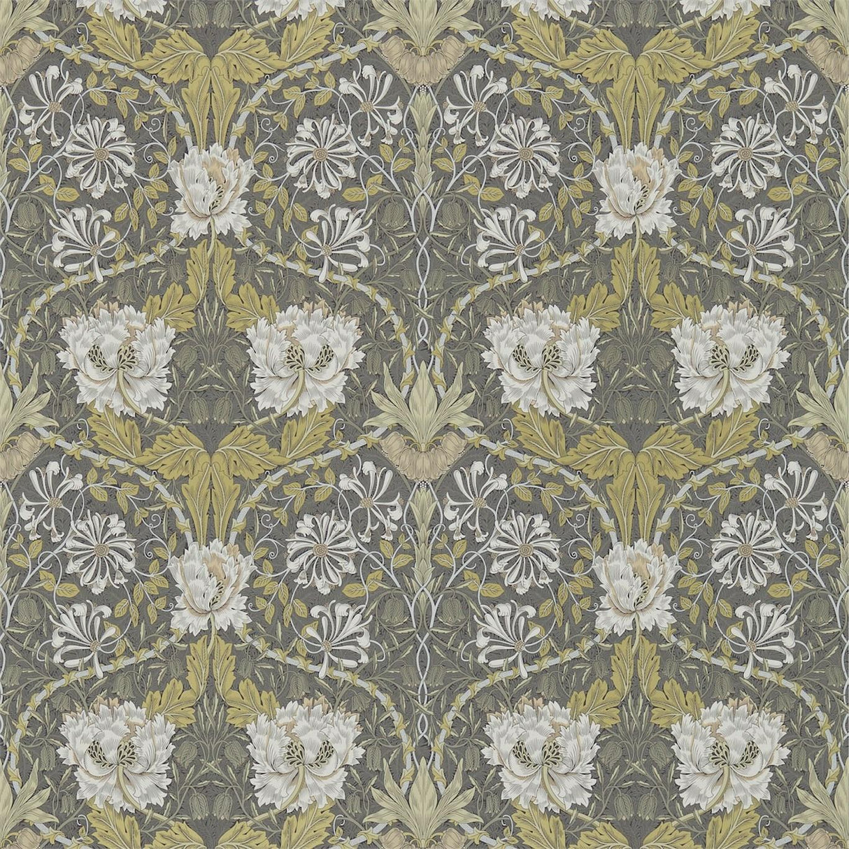Morris & Co Honeysuckle & Tulip Charcoal/Gold Wallpaper