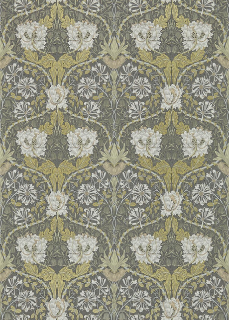 Morris & co Honeysuckle & Tulip Charcoal/Gold Wallpaper