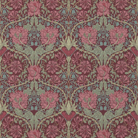 Morris & Co Honeysuckle & Tulip Burgundy/Sage Wallpaper