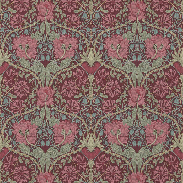 Morris & Co Honeysuckle & Tulip Burgundy/Sage Wallpaper