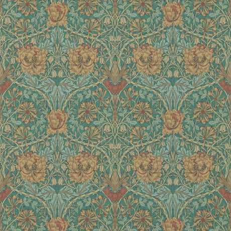 Morris & Co Honeysuckle & Tulip Emerald/Russet Wallpaper
