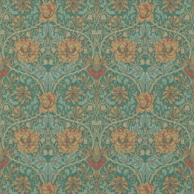 Morris & Co Honeysuckle & Tulip Emerald/Russet Wallpaper