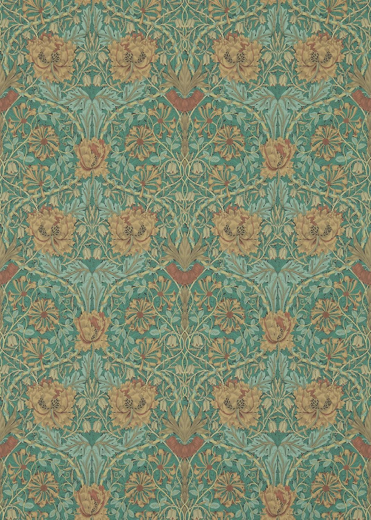 Morris & Co Honeysuckle & Tulip Emerald/Russet Wallpaper