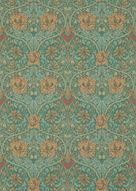 Morris & co Honeysuckle & Tulip Emerald/Russet Wallpaper