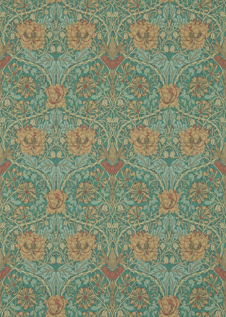 Morris & co Honeysuckle & Tulip Emerald/Russet Wallpaper