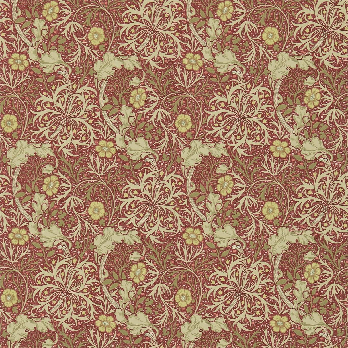 Morris & Co Morris Seaweed Red/Gold Wallpaper