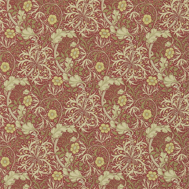 Morris & Co Morris Seaweed Red/Gold Wallpaper