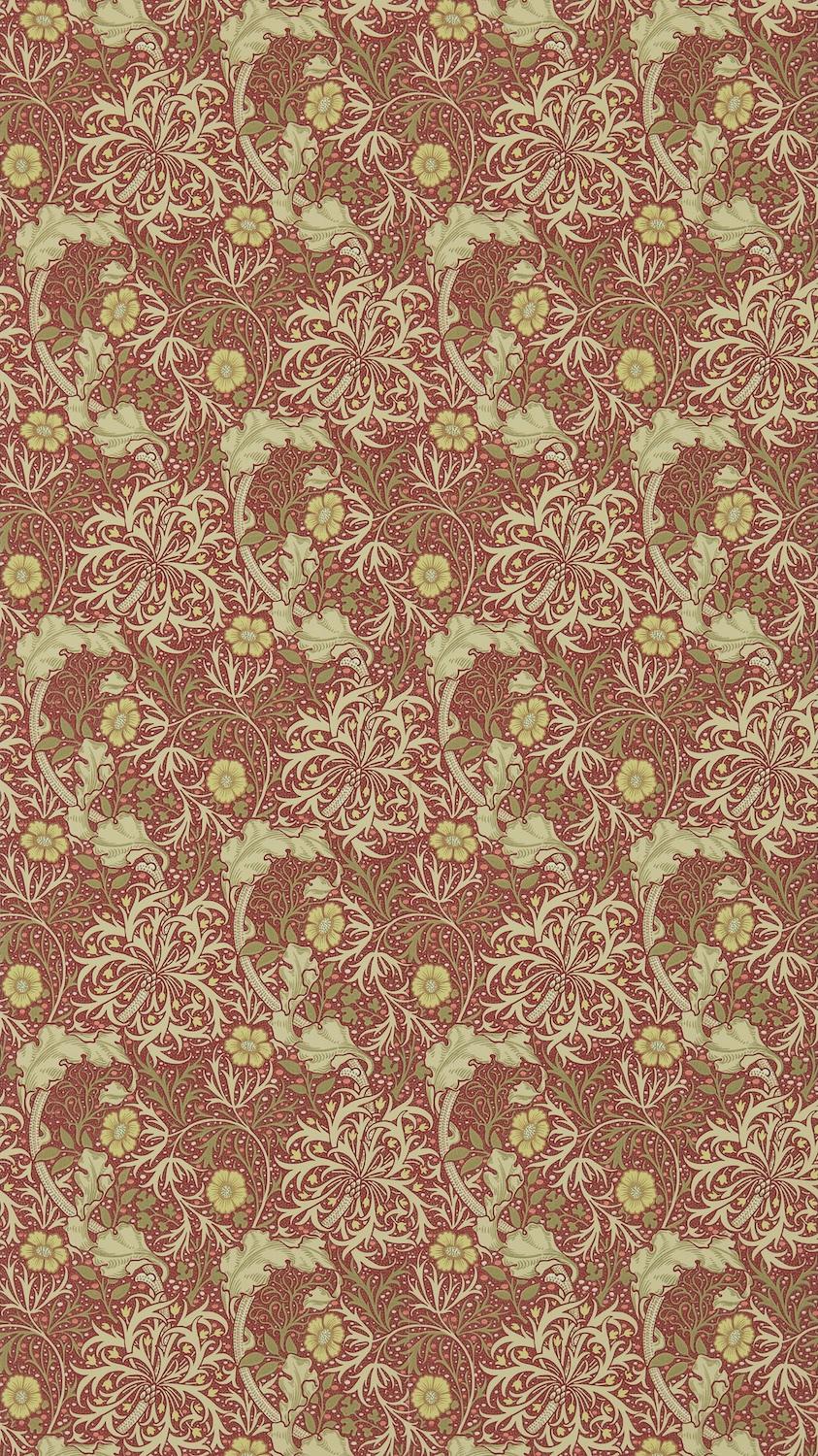Morris & co Morris Seaweed Red/Gold Wallpaper