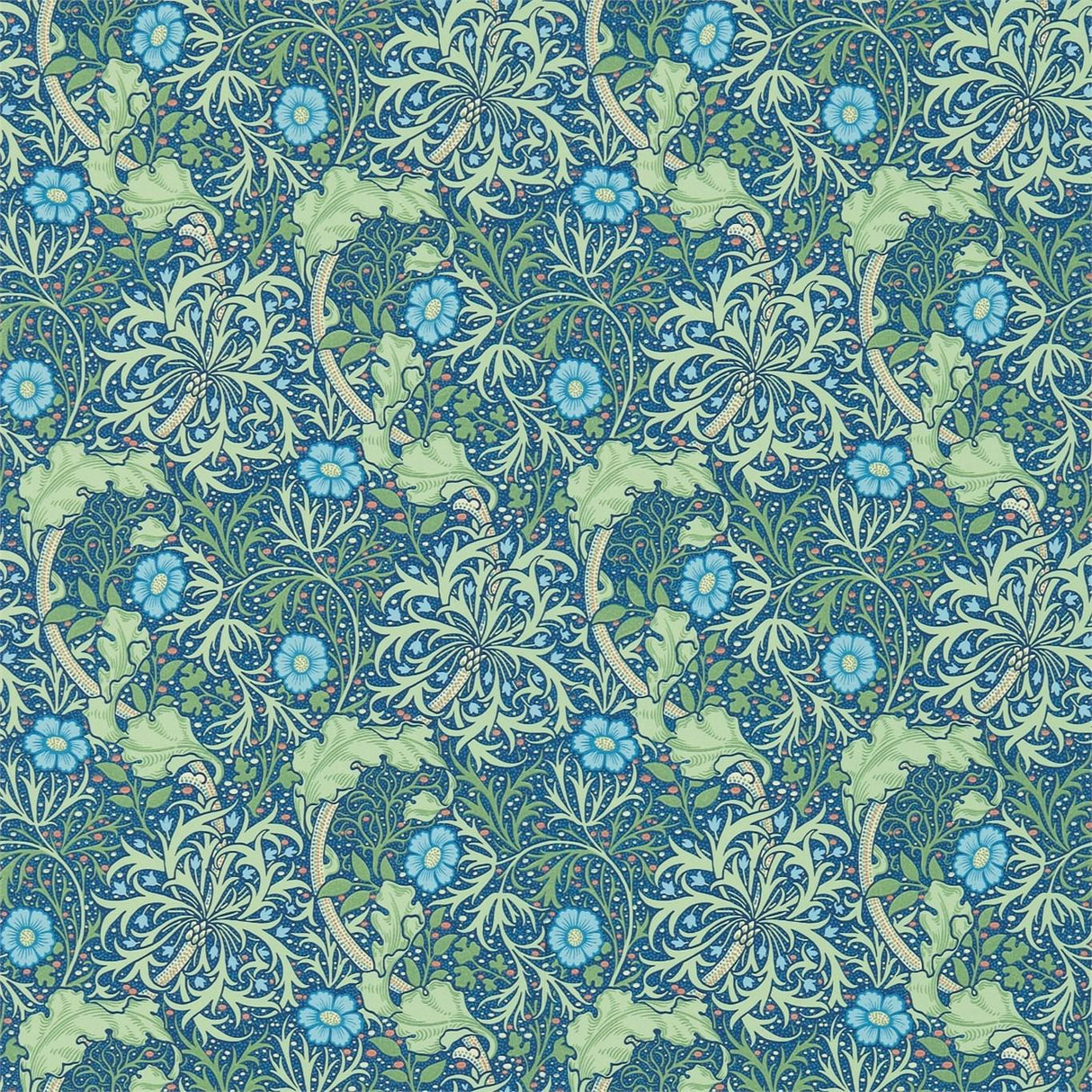 Morris & Co Morris Seaweed Cobalt/Thyme Wallpaper