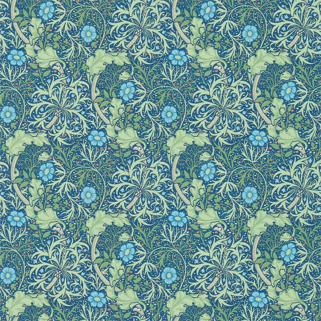 Morris & Co Morris Seaweed Cobalt/Thyme Wallpaper
