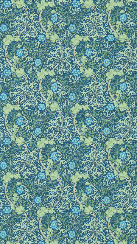 Morris & co Morris Seaweed Cobalt/Thyme Wallpaper