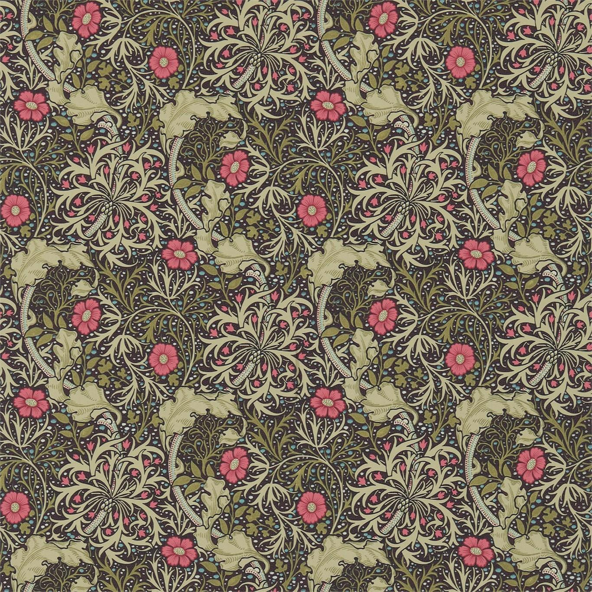 Morris & Co Morris Seaweed Ebony/Poppy Wallpaper