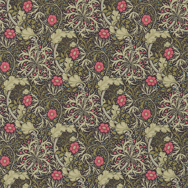 Morris & Co Morris Seaweed Ebony/Poppy Wallpaper