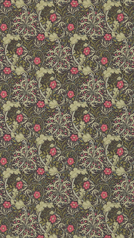 Morris & co Morris Seaweed Ebony/Poppy Wallpaper