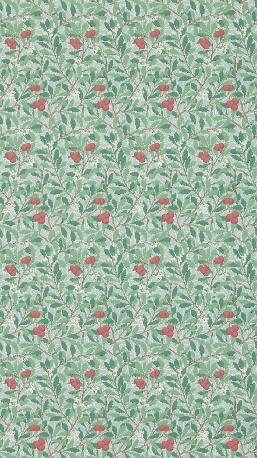 Morris & co Arbutus Thyme/Coral Wallpaper