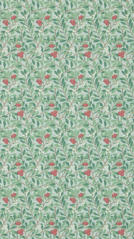 Morris & co Arbutus Thyme/Coral Wallpaper