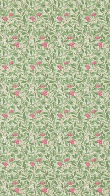 Morris & co Arbutus Olive/Pink Wallpaper