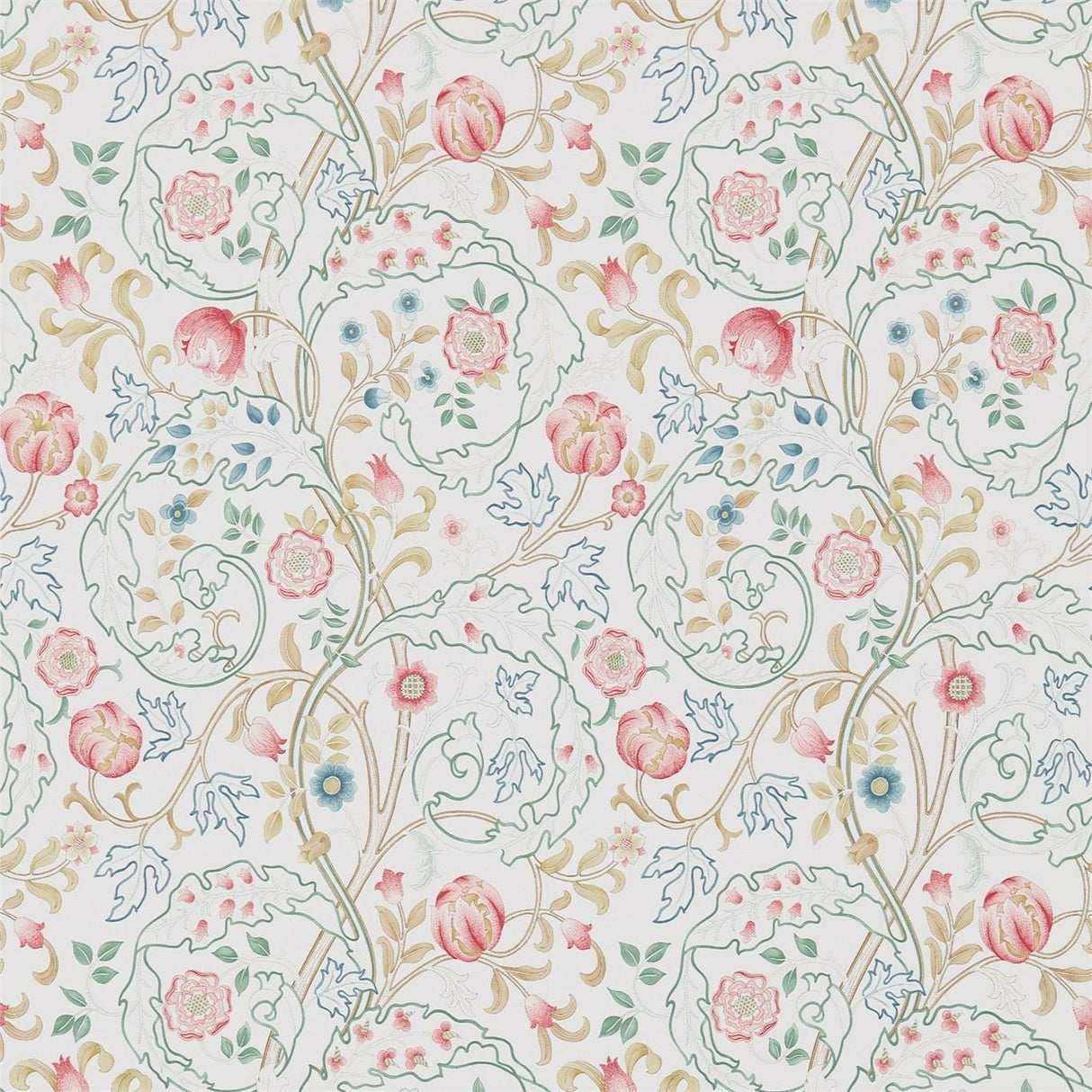 Morris & Co Mary Isobel Pink/Ivory Wallpaper
