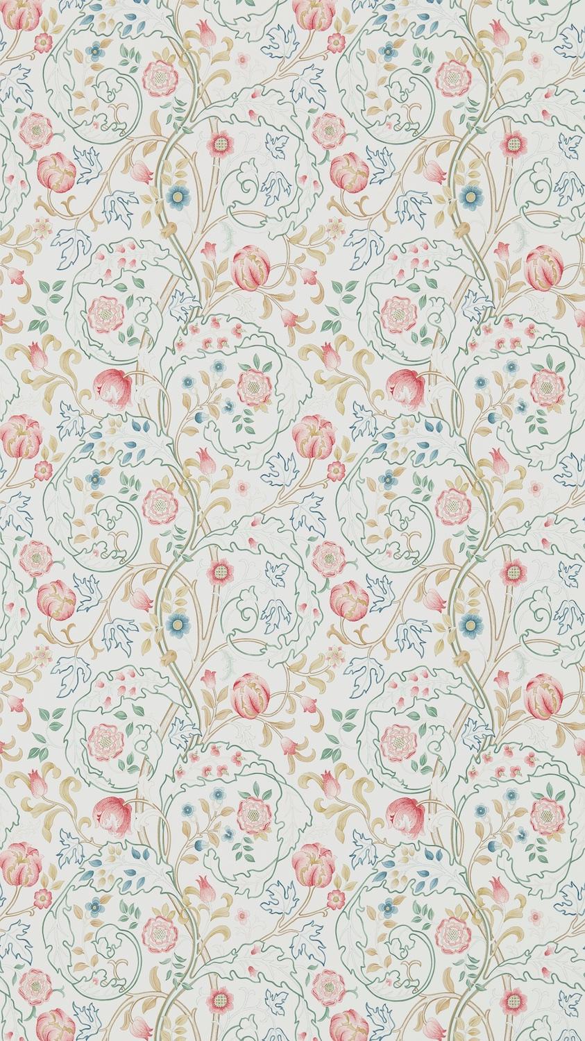 Morris & co Mary Isobel Pink/Ivory Wallpaper