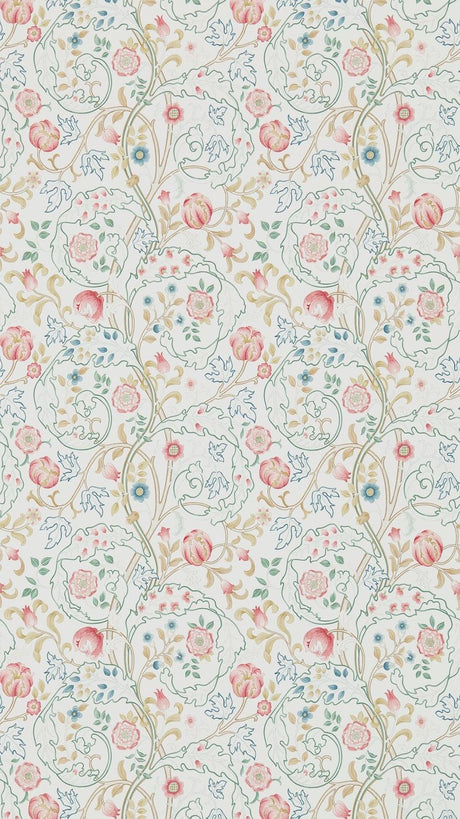Morris & co Mary Isobel Pink/Ivory Wallpaper