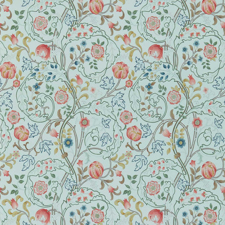 Morris & Co Mary Isobel Silk Blue/Pink Wallpaper