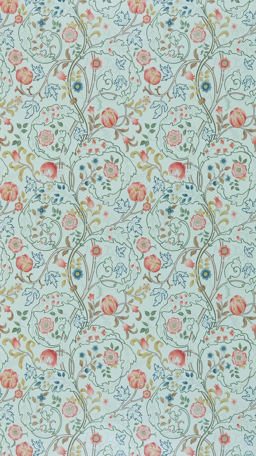 Morris & co Mary Isobel Silk Blue/Pink Wallpaper