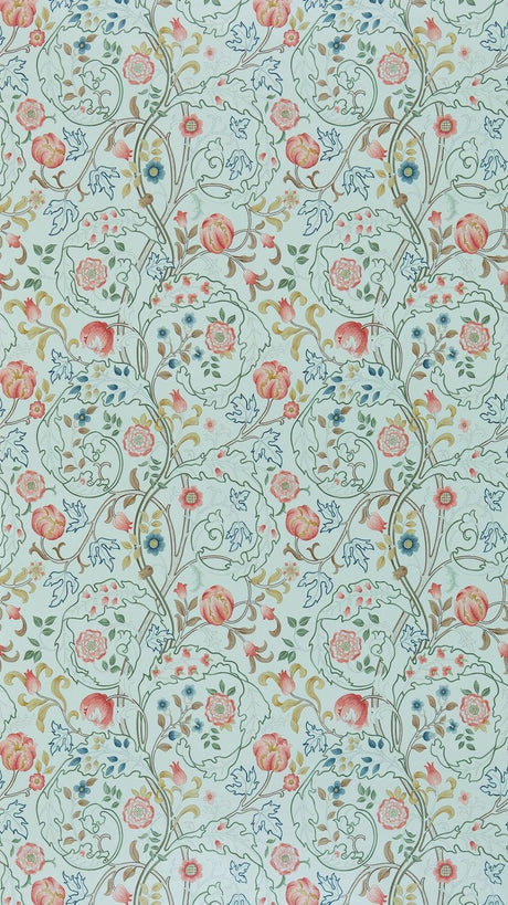 Morris & co Mary Isobel Silk Blue/Pink Wallpaper